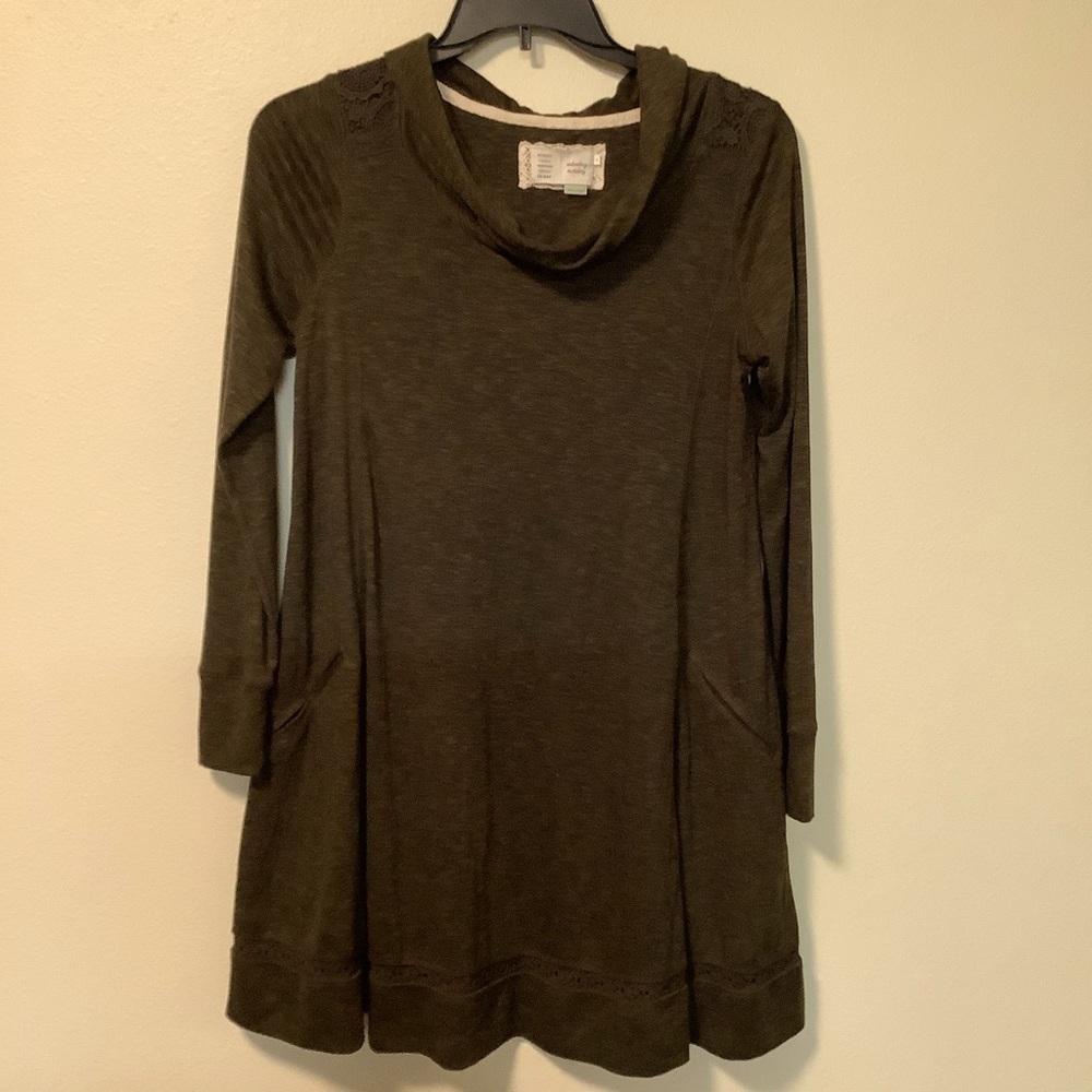 Anthropology Saturday Sunday Women’s medium dark‎ green cowl neck swing dress